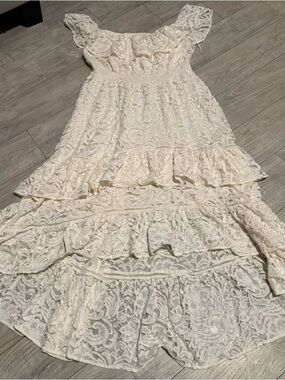 Shyanne Cream Lace Off the Shoulder High-Low Dress western